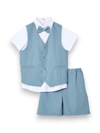 Boys 4 Pc Set Waistcoat, Shirt, Shorts & Bow Tie Set